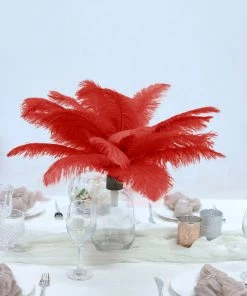 Silkflowersfactory 12 Pack | 13"-15" Natural Plume Real Ostrich Feathers Vase Centerpiece - Red 17 Silkflowersfactory 12 Pack | 13
