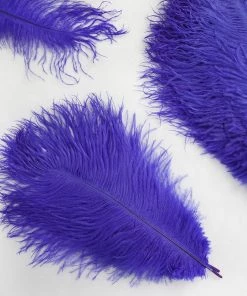 Silkflowersfactory 12 Pack | 13"-15" Natural Plume Real Ostrich Feathers Vase Centerpiece - Royal Blue