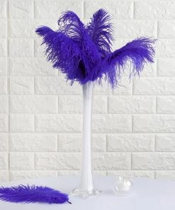 Silkflowersfactory 12 Pack | 13"-15" Natural Plume Real Ostrich Feathers Vase Centerpiece - Royal Blue 19 Silkflowersfactory 12 Pack | 13