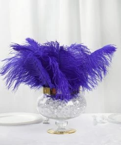 Silkflowersfactory 12 Pack | 13"-15" Natural Plume Real Ostrich Feathers Vase Centerpiece - Royal Blue 20 Silkflowersfactory 12 Pack | 13