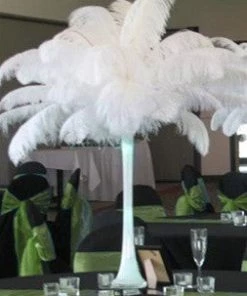 Silkflowersfactory 12 Pack | 13"-15" Natural Plume Real Ostrich Feathers Vase Centerpiece - White 13 Silkflowersfactory 12 Pack | 13