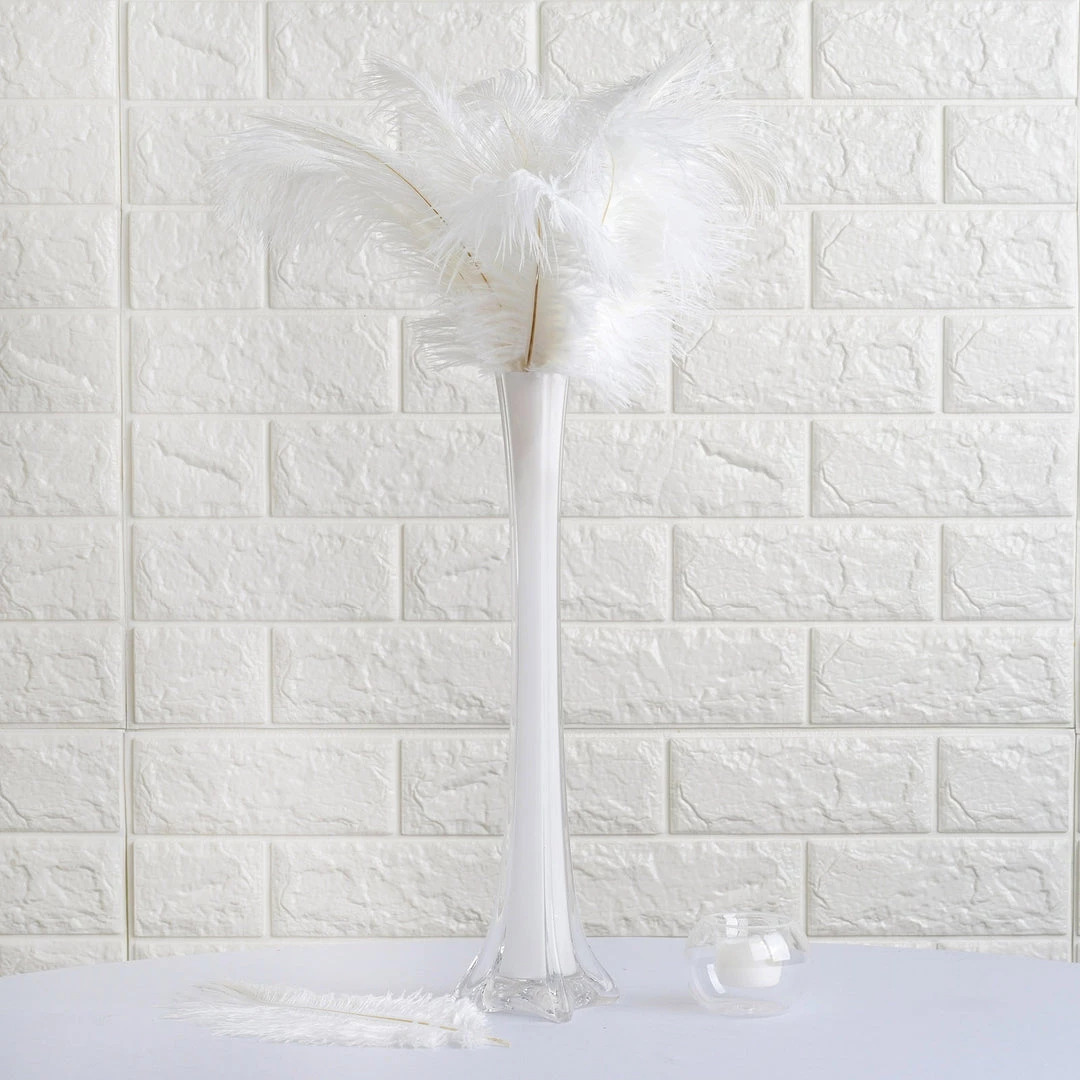 Silkflowersfactory 12 Pack | 13"-15" Natural Plume Real Ostrich Feathers Vase Centerpiece - White 9 Silkflowersfactory 12 Pack | 13"-15" Natural Plume Real Ostrich Feathers Vase Centerpiece - White