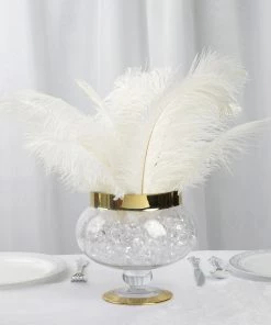 Silkflowersfactory 12 Pack | 13"-15" Natural Plume Real Ostrich Feathers Vase Centerpiece - White 17 Silkflowersfactory 12 Pack | 13