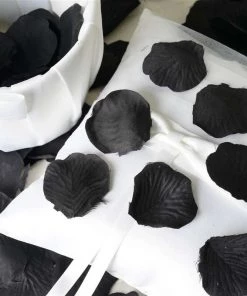 Silkflowersfactory 500 Silk Rose Petals For Wedding Party Table Confetti Decoration - Black Loose Petals & Soap Favors