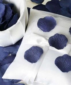 Silkflowersfactory 500 Silk Rose Petals For Wedding Party Table Confetti Decoration - Navy Blue Loose Petals & Soap Favors