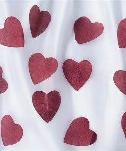 Silkflowersfactory 500 PCS Burgundy Silk Heart Rose Petals Wedding Flower Decoration Vase Home Bridal Décor Loose Petals & Soap Favors