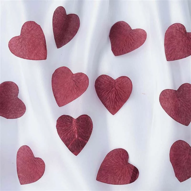 Silkflowersfactory 500 PCS Burgundy Silk Heart Rose Petals Wedding Flower Decoration Vase Home Bridal Décor Loose Petals & Soap Favors 3 Silkflowersfactory 500 PCS Burgundy Silk Heart Rose Petals Wedding Flower Decoration Vase Home Bridal Décor Loose Petals & Soap Favors