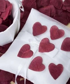 Silkflowersfactory 500 PCS Burgundy Silk Heart Rose Petals Wedding Flower Decoration Vase Home Bridal Décor Loose Petals & Soap Favors