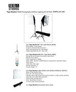 Silkflowersfactory 700W Photography Softbox Lighting Kit Photo Equipment Soft Studio Light Kit - 27 X 20"