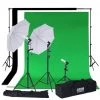 Silkflowersfactory 10Ft Background Support System, 600W 6500K White Umbrella Lighting Photo Video Studio Kit With Chromakey Background Muslins (Green Black White) - Free Carry Case 1 Silkflowersfactory 10Ft Background Support System, 600W 6500K White Umbrella Lighting Photo Video Studio Kit With Chromakey Background Muslins (Green Black White) - Free Carry Case