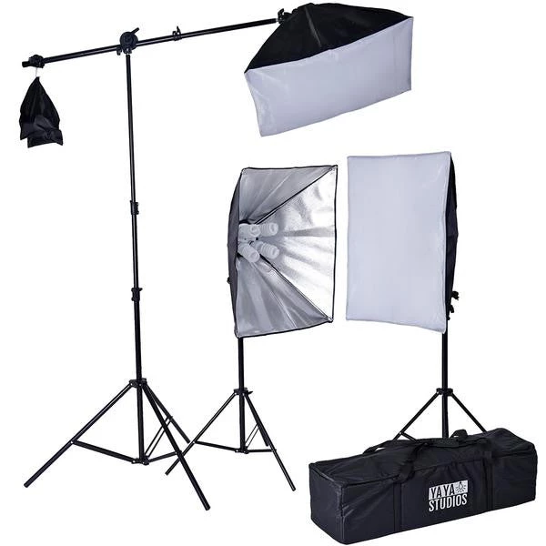 Silkflowersfactory 2400 Watt Softbox Photo Studio Continuous Lighting Kit With Boom Arm Hairlight Softbox Photography Studio Kits 3 Silkflowersfactory 2400 Watt Softbox Photo Studio Continuous Lighting Kit With Boom Arm Hairlight Softbox Photography Studio Kits