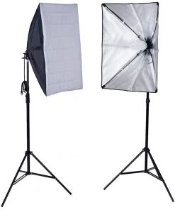 Silkflowersfactory 1200 Watts White Umbrella Soft Box Continuous Lighting Photo Video Studio Kit With Chromakey Background Muslins (Green Black White) Flower Vases & Decorations