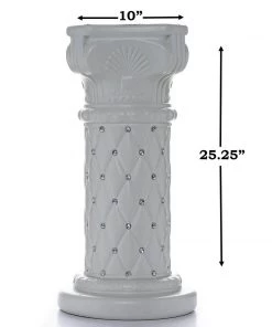Efavormart-new 2 Pack | 25" Tall White PVC | 10mm Crystal Beaded Studded French Inspired Pedestal Column Stand 9 Efavormart-new 2 Pack | 25