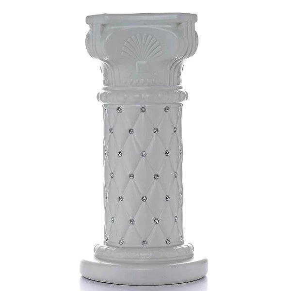 Efavormart-new 2 Pack | 25" Tall White PVC | 10mm Crystal Beaded Studded French Inspired Pedestal Column Stand 3 Efavormart-new 2 Pack | 25" Tall White PVC | 10mm Crystal Beaded Studded French Inspired Pedestal Column Stand