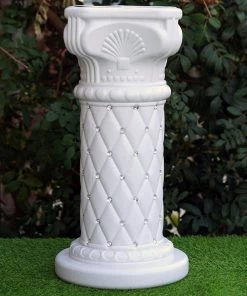 Efavormart-new 2 Pack | 25" Tall White PVC | 10mm Crystal Beaded Studded French Inspired Pedestal Column Stand