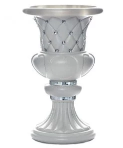 Efavormart-new 2 Pack | 18" Tall White PVC | 10mm Crystal Studded Italian Inspired | Pedestal Column Plant Stand Pot Chandelier & Stands