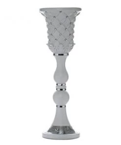 Efavormart-new 2 Pack | 32" Tall White PVC | 10mm Crystal Studded French Inspired Column Pedestal Plant Stand Pot