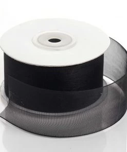 Silkflowersfactory 1.5" X 25 Yards Sheer Organza Ribbon - Black Ribbons