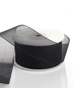 Silkflowersfactory 1.5" X 25 Yards Sheer Organza Ribbon - Black Ribbons