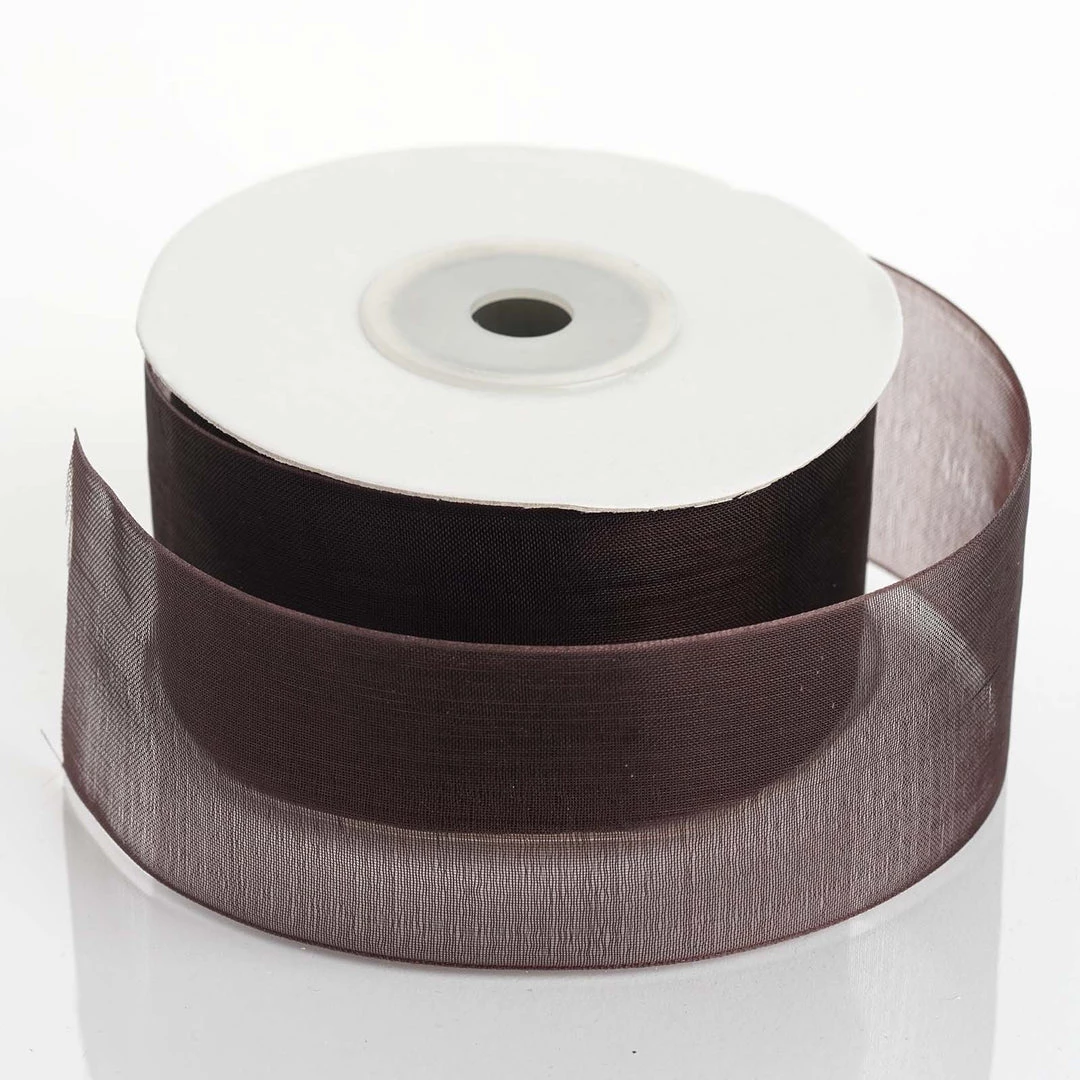 Silkflowersfactory 1.5" X 25 Yards Sheer Organza Ribbon - Chocolate Ribbons 4 Silkflowersfactory 1.5" X 25 Yards Sheer Organza Ribbon - Chocolate Ribbons