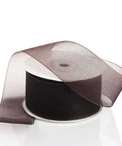 Silkflowersfactory 1.5" X 25 Yards Sheer Organza Ribbon - Chocolate Ribbons