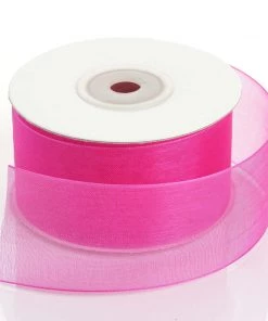 Silkflowersfactory 1.5" X 25 Yards Sheer Organza Ribbon - Fuchsia