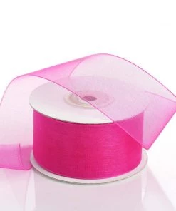 Silkflowersfactory 1.5" X 25 Yards Sheer Organza Ribbon - Fuchsia
