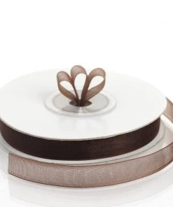 Silkflowersfactory 25 Yard 3/8"DIY Chocolate Organza Ribbon With Satin Edges For Craft Dress Wedding Ribbons