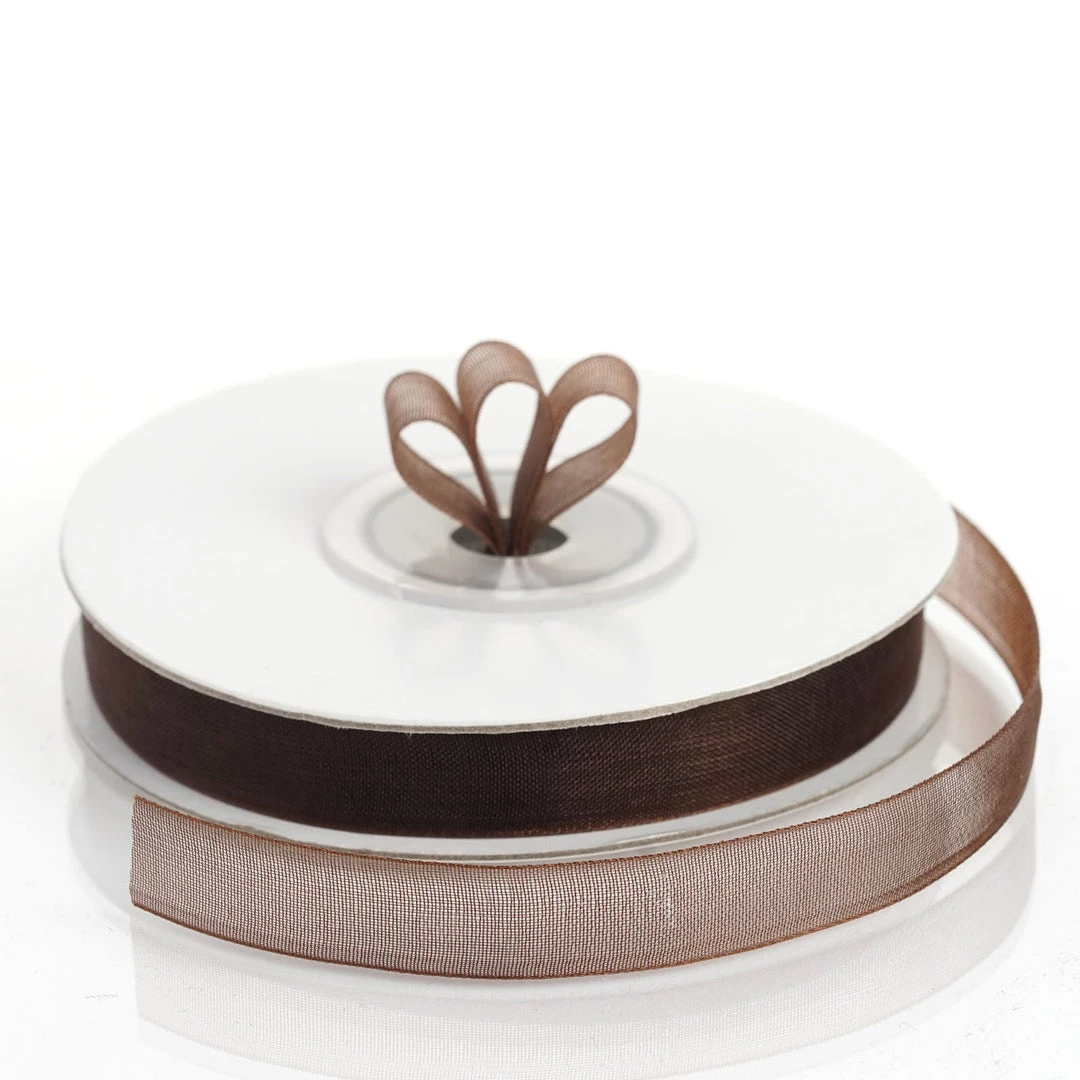 Silkflowersfactory 25 Yard 3/8"DIY Chocolate Organza Ribbon With Satin Edges For Craft Dress Wedding Ribbons 3 Silkflowersfactory 25 Yard 3/8"DIY Chocolate Organza Ribbon With Satin Edges For Craft Dress Wedding Ribbons