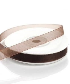 Silkflowersfactory 25 Yard 3/8"DIY Chocolate Organza Ribbon With Satin Edges For Craft Dress Wedding Ribbons