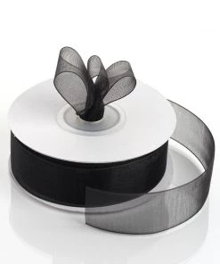 Silkflowersfactory 7/8" X 25 Yards Sheer Organza Ribbon - Black