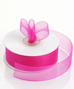Silkflowersfactory 7/8" X 25 Yards Sheer Organza Ribbon - Fuchsia Ribbons