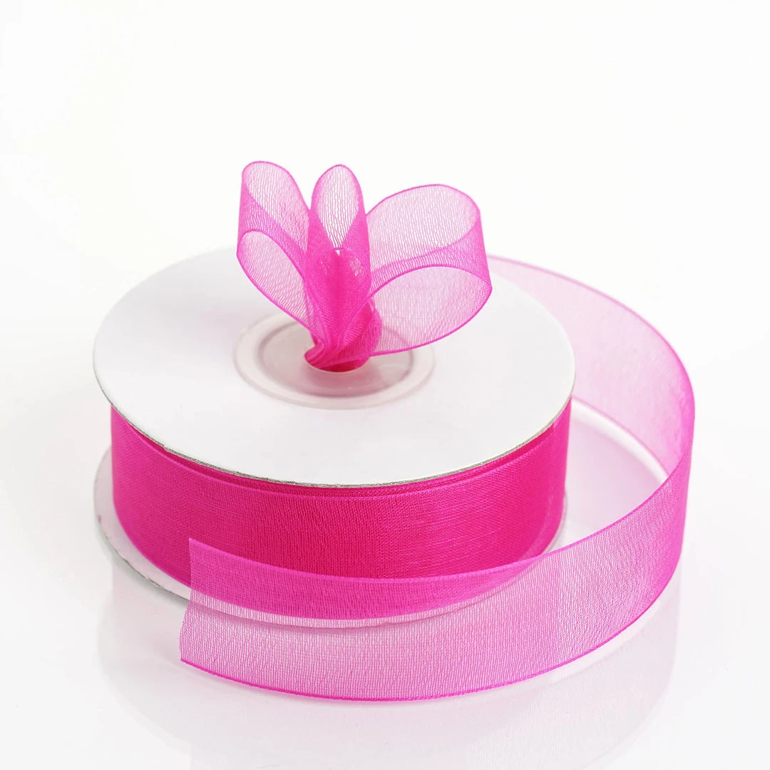 Silkflowersfactory 7/8" X 25 Yards Sheer Organza Ribbon - Fuchsia Ribbons 3 Silkflowersfactory 7/8" X 25 Yards Sheer Organza Ribbon - Fuchsia Ribbons