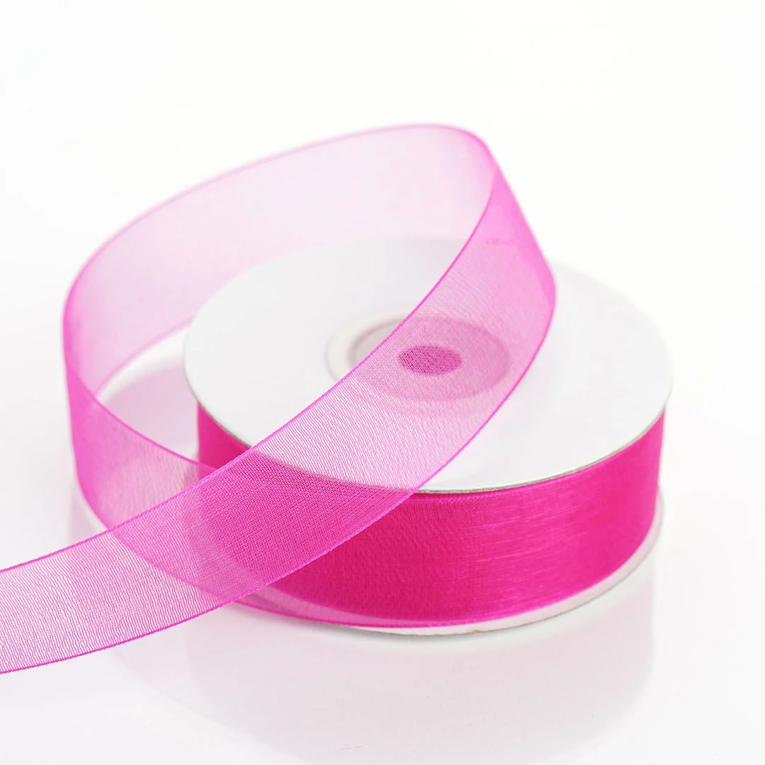 Silkflowersfactory 7/8" X 25 Yards Sheer Organza Ribbon - Fuchsia Ribbons 4 Silkflowersfactory 7/8" X 25 Yards Sheer Organza Ribbon - Fuchsia Ribbons