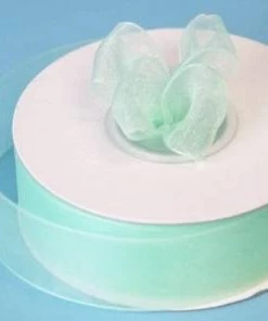 Silkflowersfactory 7/8" X 25 Yards Sheer Organza Ribbon - Mint Ribbons 7 Silkflowersfactory 7/8