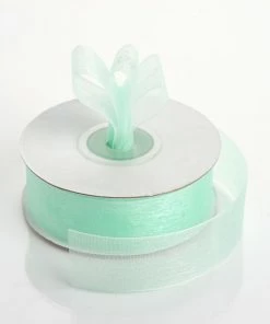 Silkflowersfactory 7/8" X 25 Yards Sheer Organza Ribbon - Mint Ribbons