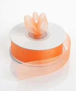 Silkflowersfactory Ribbons 7/8" X 25 Yards Sheer Organza Ribbon - Orange