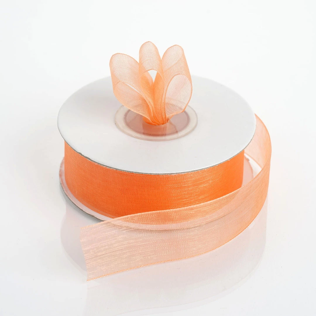 Silkflowersfactory Ribbons 7/8" X 25 Yards Sheer Organza Ribbon - Orange 3 Silkflowersfactory Ribbons 7/8" X 25 Yards Sheer Organza Ribbon - Orange