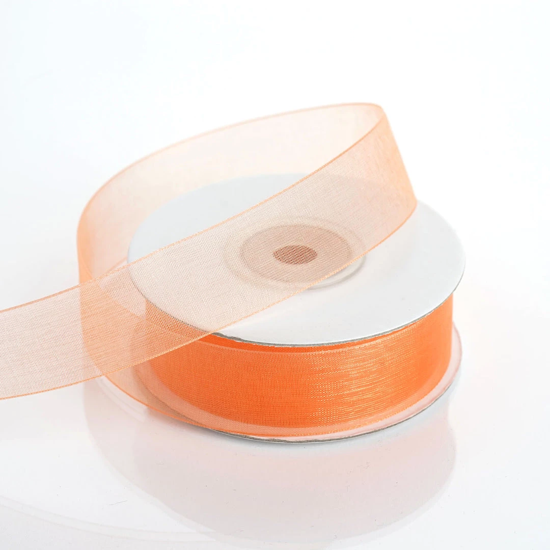 Silkflowersfactory Ribbons 7/8" X 25 Yards Sheer Organza Ribbon - Orange 4 Silkflowersfactory Ribbons 7/8" X 25 Yards Sheer Organza Ribbon - Orange