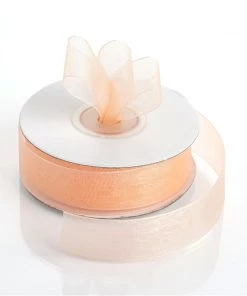 Silkflowersfactory Ribbons 7/8" X 25 Yards Sheer Organza Ribbon - Peach
