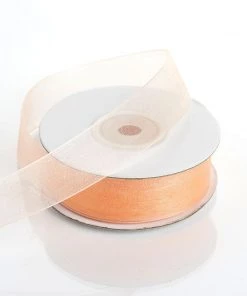 Silkflowersfactory Ribbons 7/8" X 25 Yards Sheer Organza Ribbon - Peach