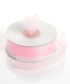 Silkflowersfactory 7/8" X 25 Yards Sheer Organza Ribbon - Pink Ribbons