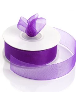 Silkflowersfactory Ribbons 7/8" X 25 Yards Sheer Organza Ribbon - Purple