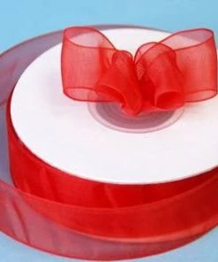Silkflowersfactory Ribbons 7/8" X 25 Yards Sheer Organza Ribbon - Red 7 Silkflowersfactory Ribbons 7/8