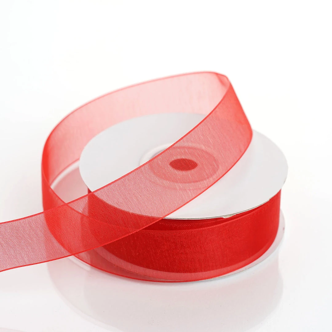 Silkflowersfactory Ribbons 7/8" X 25 Yards Sheer Organza Ribbon - Red 4 Silkflowersfactory Ribbons 7/8" X 25 Yards Sheer Organza Ribbon - Red