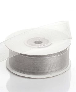 Silkflowersfactory 7/8" X 25 Yards Sheer Organza Ribbon - Silver
