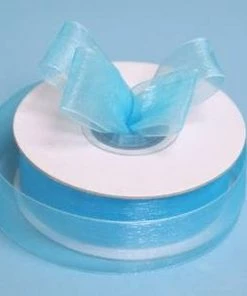 Silkflowersfactory 7/8" X 25 Yards Sheer Organza Ribbon - Turquoise Ribbons 7 Silkflowersfactory 7/8