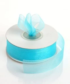 Silkflowersfactory 7/8" X 25 Yards Sheer Organza Ribbon - Turquoise Ribbons