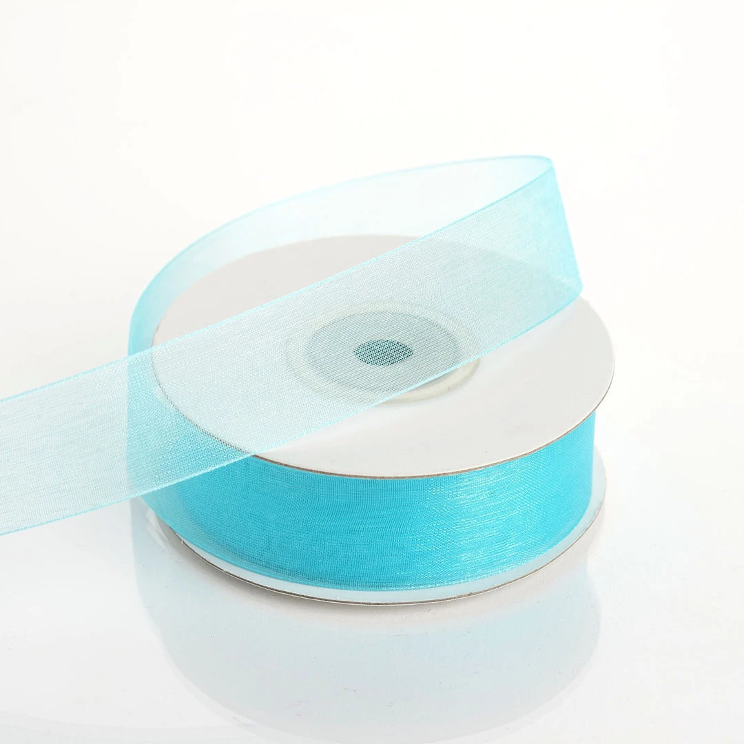 Silkflowersfactory 7/8" X 25 Yards Sheer Organza Ribbon - Turquoise Ribbons 4 Silkflowersfactory 7/8" X 25 Yards Sheer Organza Ribbon - Turquoise Ribbons