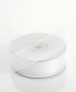 Silkflowersfactory Ribbons 7/8" X 25 Yards Sheer Organza Ribbon - White